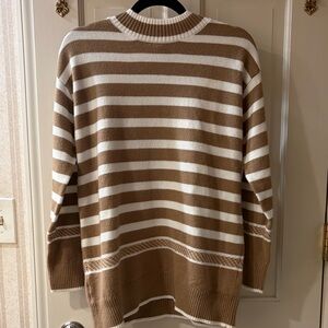 Ann Taylor Brown and White Striped Sweater